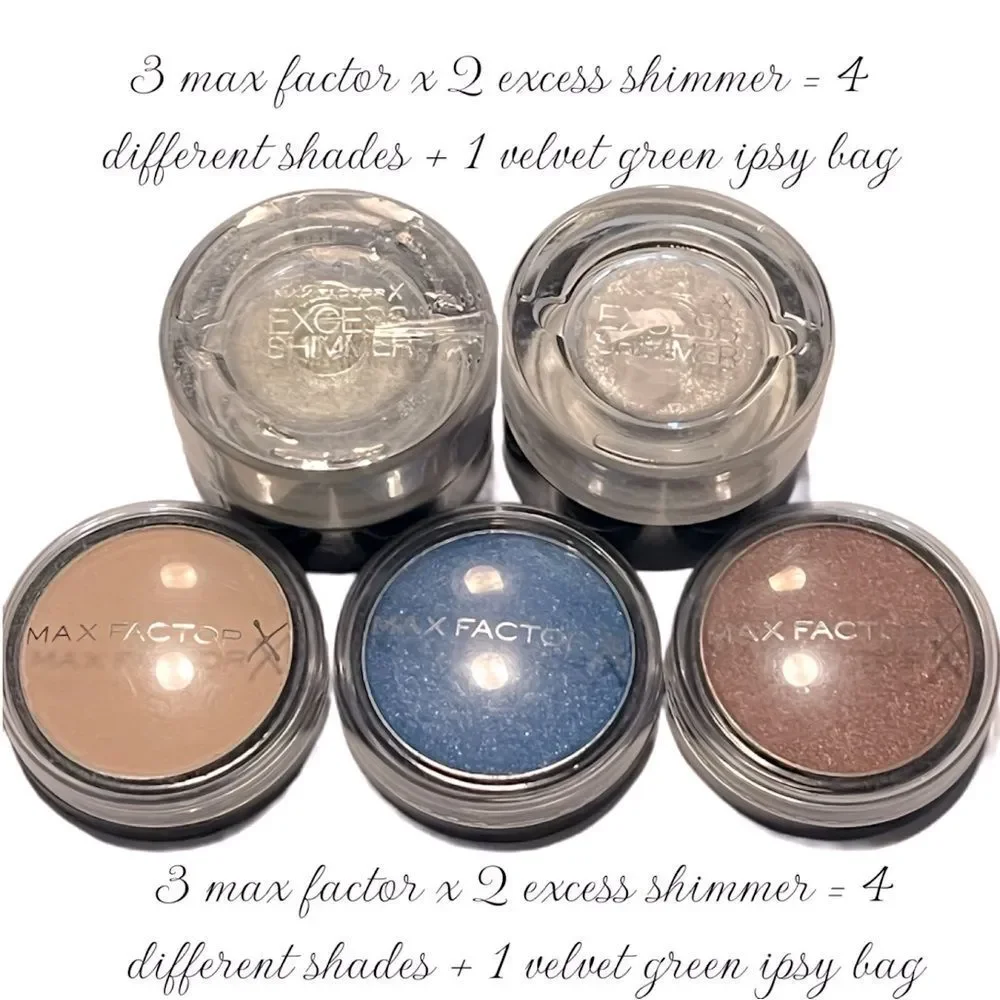 NWT MAX FACTOR X 5 PC SHADOWS BEAUTY BUNDLE + 1 VELVET GREEN IPSY MAKEUP BAG